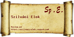 Szilvási Elek névjegykártya